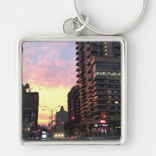 New York City Sunset Upper West Side Buildings NYC Key Ring