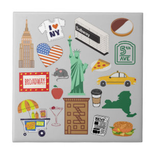 New York City Symbols Tile