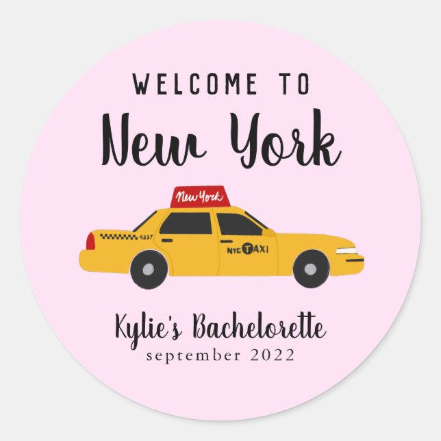 New York City Taxi Bachelorette Party Classic Round Sticker (Front)