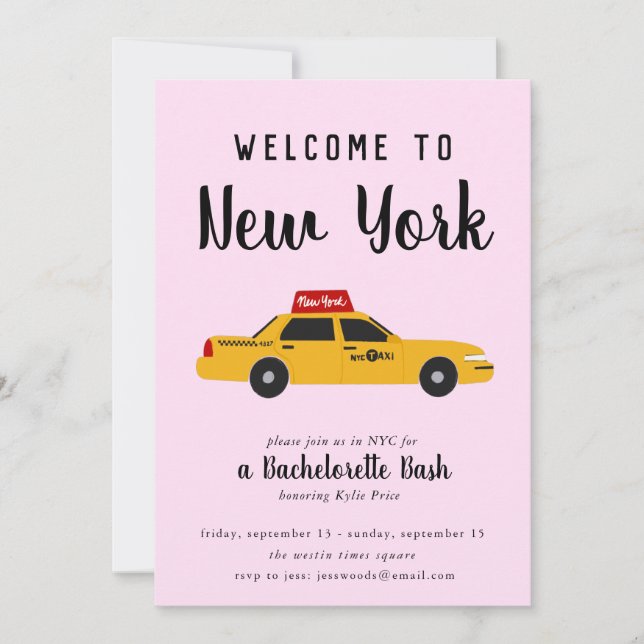New York City Taxi Bachelorette Party Invitation (Front)
