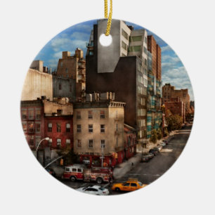 New York - City - The corner of 10th Ave & W 18th Ceramic Tree Decoration