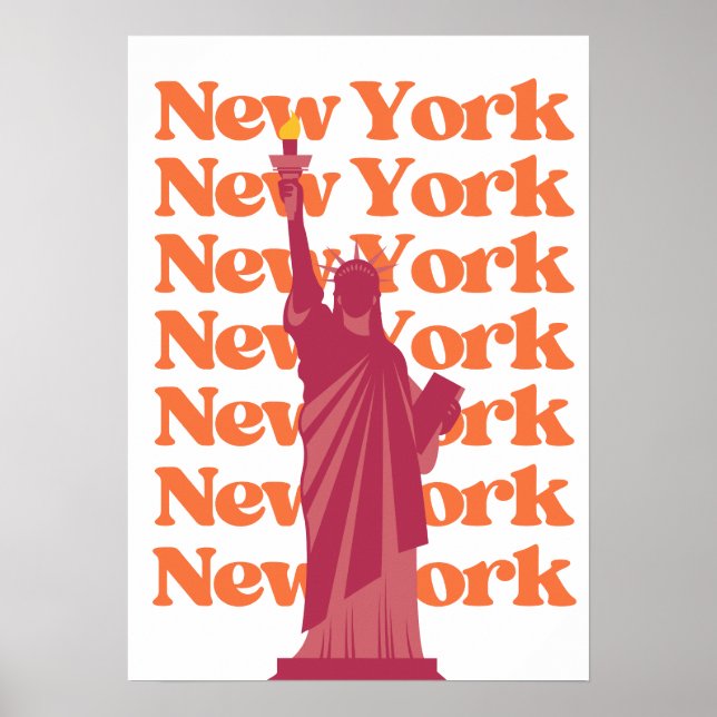 New York City Travel Orange Pink NYC Poster (Front)