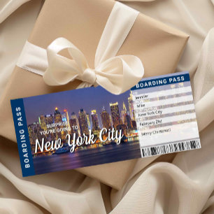 New York City Trip Surprise Boarding Pass Card