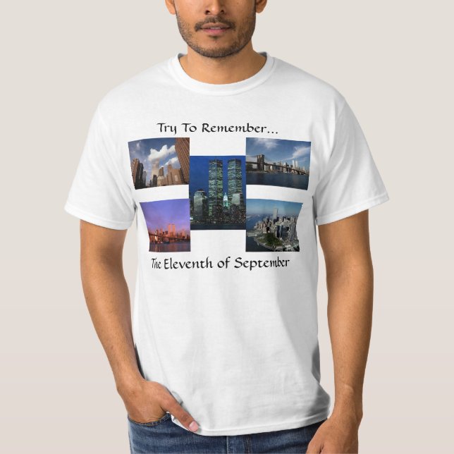 New York City Twin Towers WTC Views In Memoriam T-Shirt (Front)