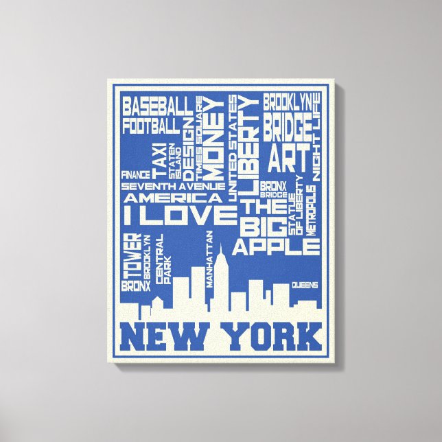 New York City Typography Poster Canvas Print (Front)