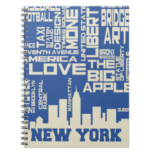 New York City Typography Poster Spiral Notebook