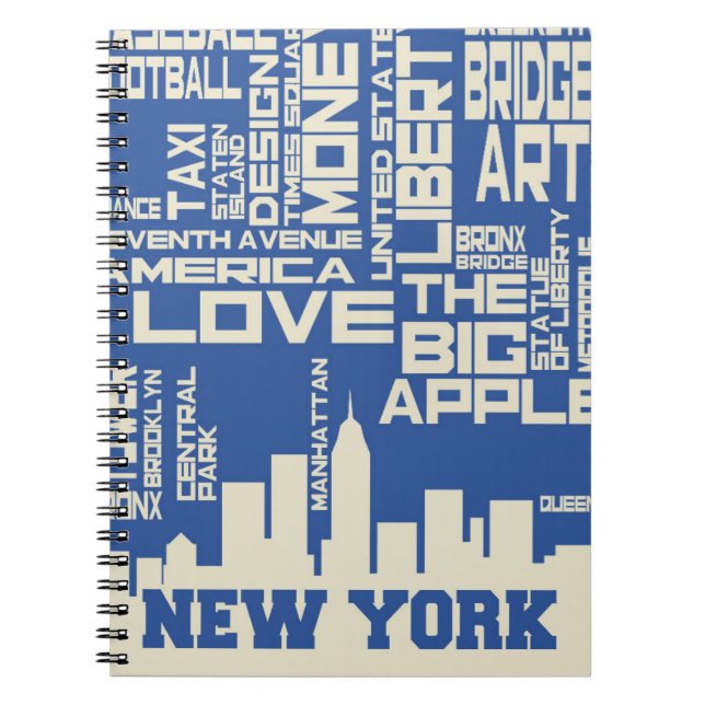 New York City Typography Poster Spiral Notebook (Front)