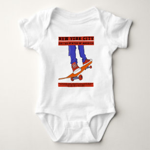 New York City, USA Cool Skateboard Baby Bodysuit