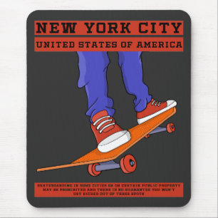 New York City, USA Cool Skateboard Mouse Pad