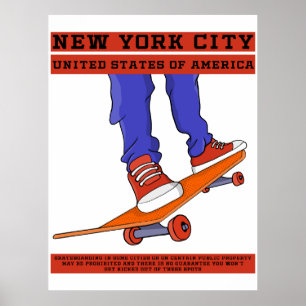 New York City, USA Cool Skateboard Poster