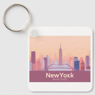New York City USA Pastel Travel Key Ring