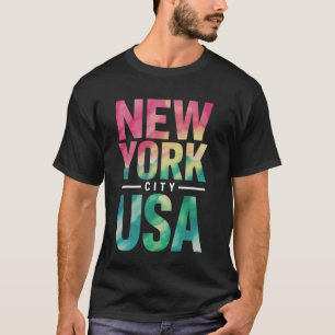 New York City USA Souvenir Colourful Text T-Shirt