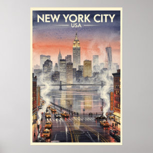 New York City USA Vintage Travel Poster