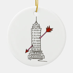New York City Valentine NYC Skyscraper Cupid Ceramic Tree Decoration