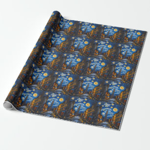 New York City Van Gogh Style Art Design Wrapping Paper