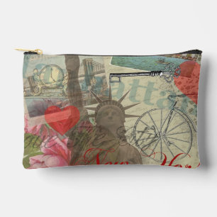 New York City Vintage Liberty Skyline Symbol Art Accessory Pouch