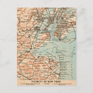 New York City Vintage Map Postcard
