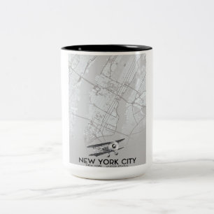 New York City Vintage style map Two-Tone Coffee Mug