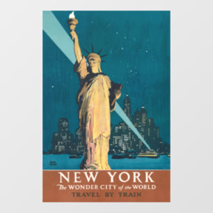 New York City Vintage Travel Liberty Skyline