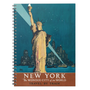 New York City Vintage Travel Liberty Skyline Notebook