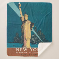 New York City Vintage Travel Liberty Skyline