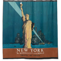 New York City Vintage Travel Liberty Skyline