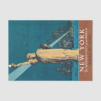 New York City Vintage Travel Liberty Skyline