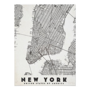 New York City Vintage Travel Map Poster
