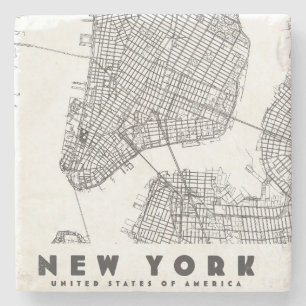 New York City Vintage Travel Map Stone Coaster