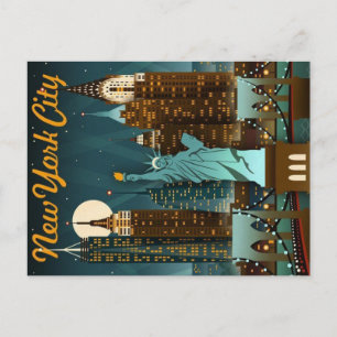 new york city vintage travel poster postcard
