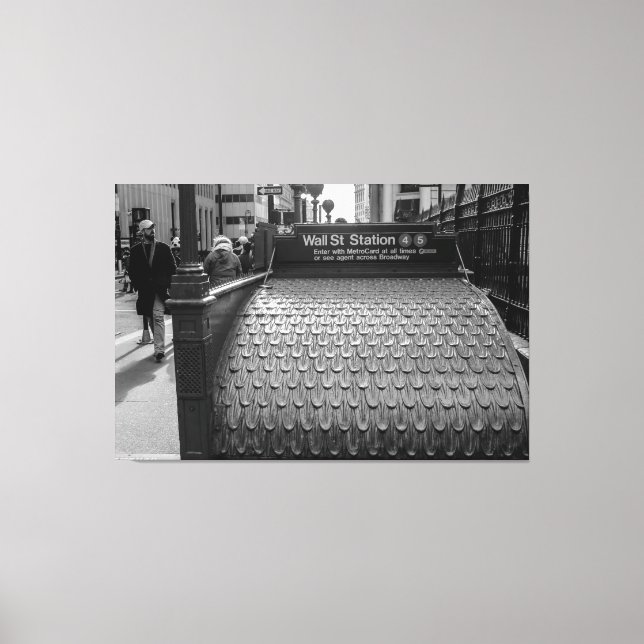 New York City Wall Street Photo in Black & White Canvas Print (Front)