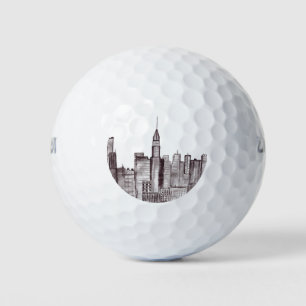 New York city watercolor Manhattan skyline Golf Balls