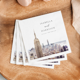 NEW YORK CITY Watercolor Skyline Wedding Paper Napkin