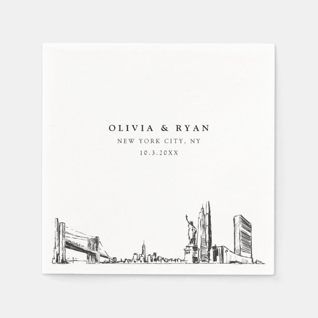 New York City Wedding Minimalist Paper  Napkin (Front)