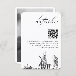 New York City Wedding Modern Details QR Code Enclosure Card