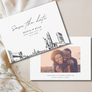 New York City Wedding Save the Date Modern Invitation