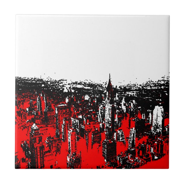 New York City White Red Pop Art Ceramic Tile (Front)