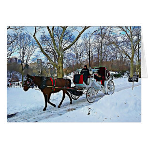 New York City Winter Horse Digital Art Christmas