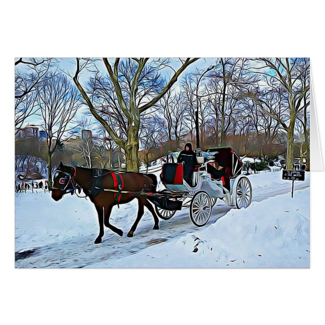 New York City Winter Horse Digital Art Christmas (Front Horizontal)
