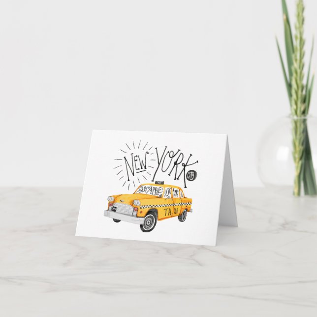 New York City Yellow Taxi Cab Car Greeting Card (Front)