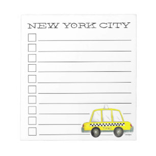 New York City Yellow Taxi Cab NYC Checklist Notepad
