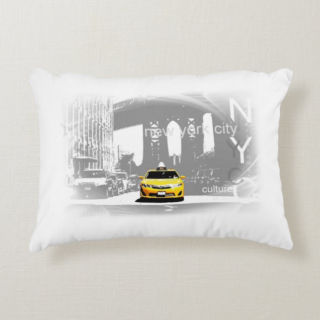 New York City Yellow Taxi Pop Art Decorative Cushion (Front)