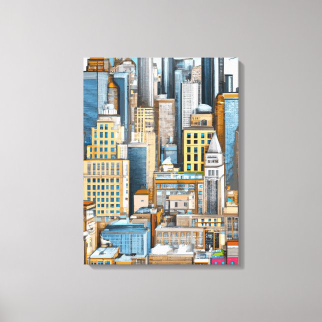 New York Cityscape Illustration Canvas Print (Front)