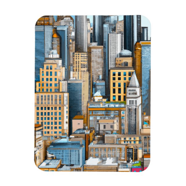 New York Cityscape Illustration Magnet (Vertical)