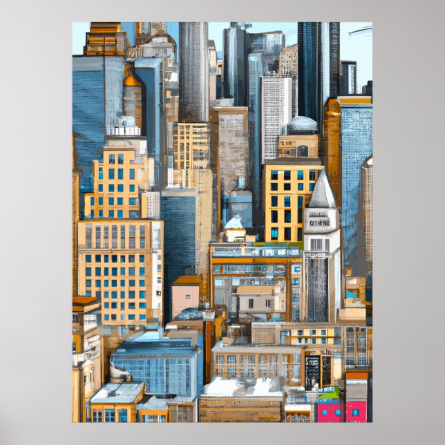 New York Cityscape Illustration  Poster (Front)