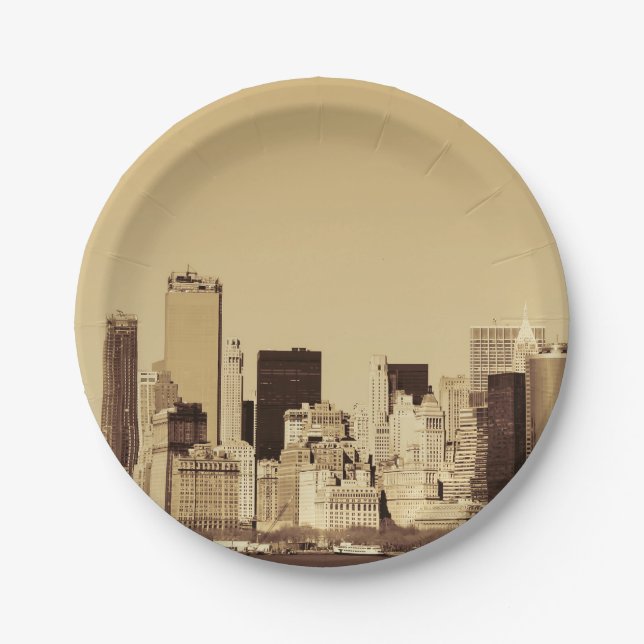 New York Cityscape Paper Plate (Front)