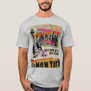 New York Cityscape Travel Magazine Pop Art Collage T-Shirt