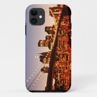 New York cityscape with bridge over river
