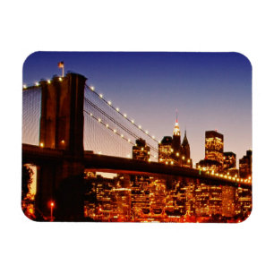 New York cityscape with bridge over river Magnet