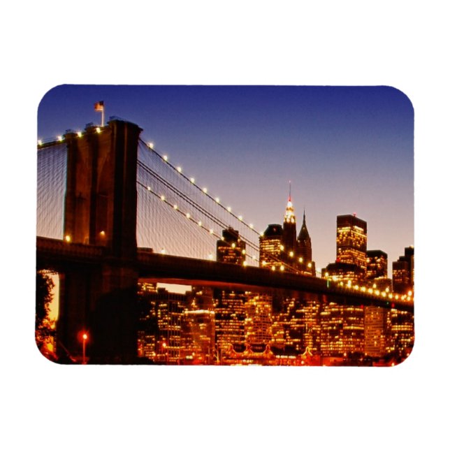 New York cityscape with bridge over river Magnet (Horizontal)